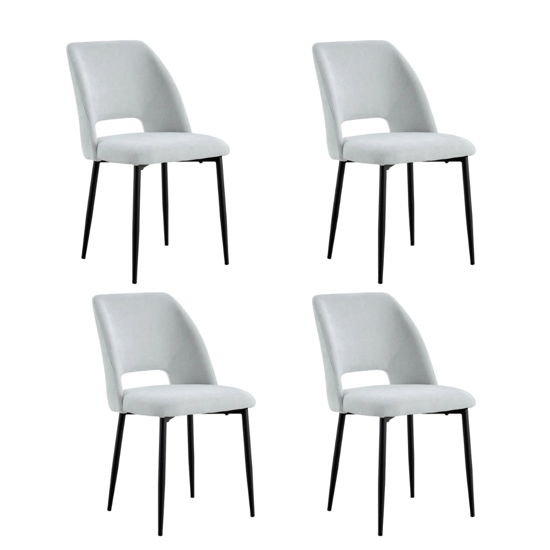 Lot de 4 chaises AVA Métal noir Tissu Serge Gris