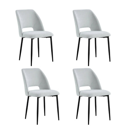 Lot de 4 chaises AVA Métal noir Tissu Serge Gris