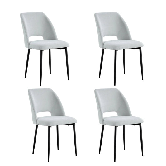 Lot de 4 chaises AVA Métal noir Tissu Serge Gris