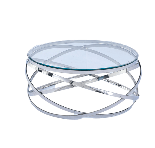 Table Basse EVOL structure chrome et plateau en verre D 90cm