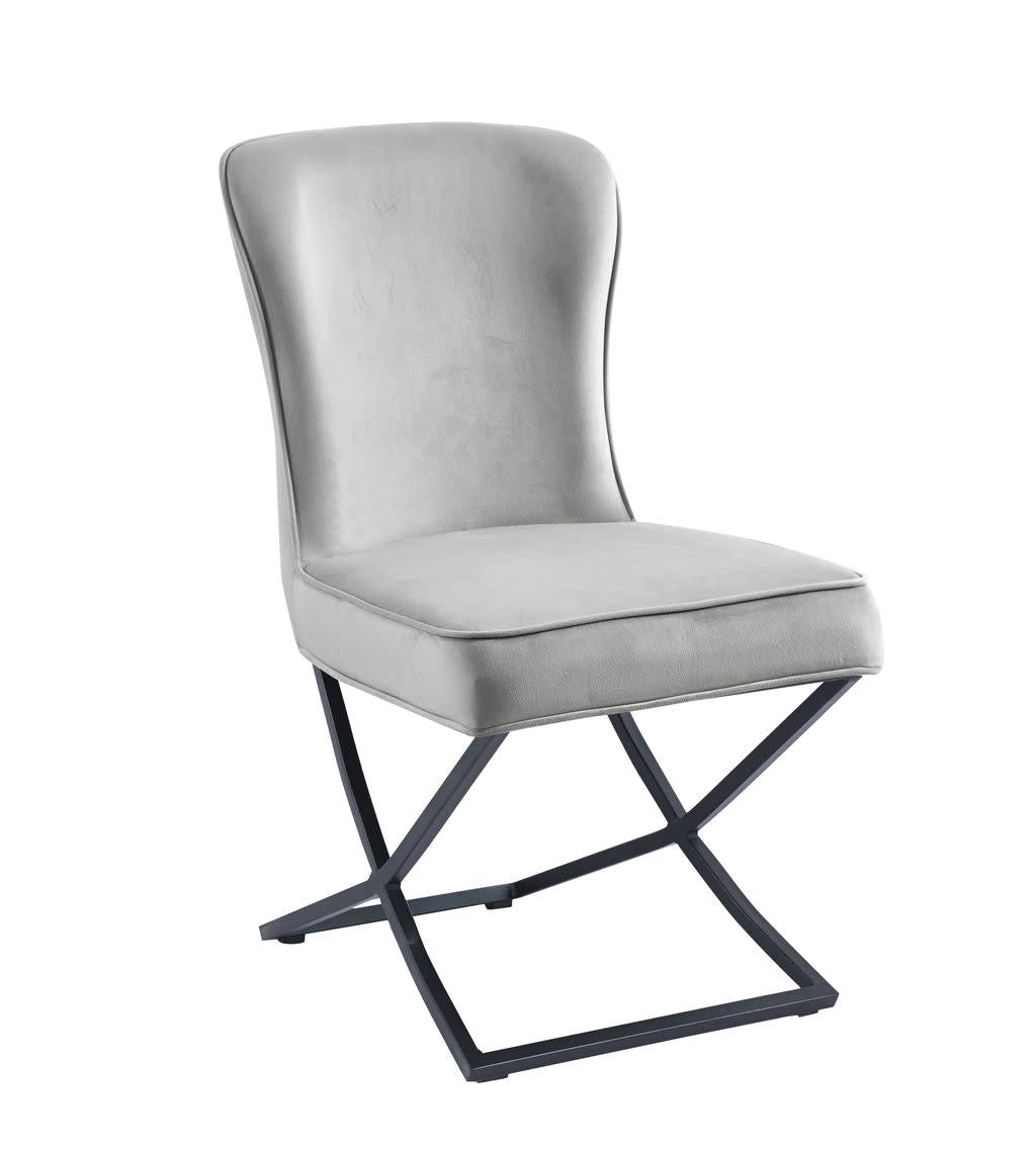 Lot de 4 chaises GABRIELLE Métal noir Velours Capitonné