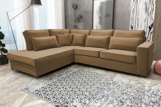 CANAPE BRISTOL ANGLE GAUCHE OLD VELOURS TAUPE 316x230cm
