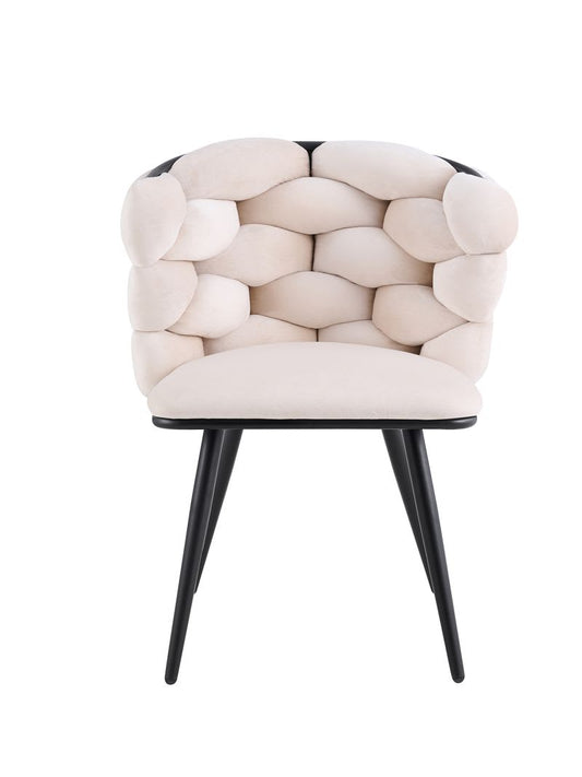 CHAISE LOLIPOP PIED METAL NOIR VELOURS BEIGE