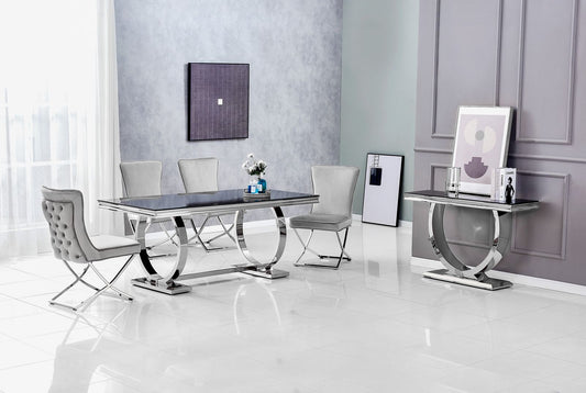 CONSOLE OMEGA CHROME VERRE NOIR 120x40x78 cm