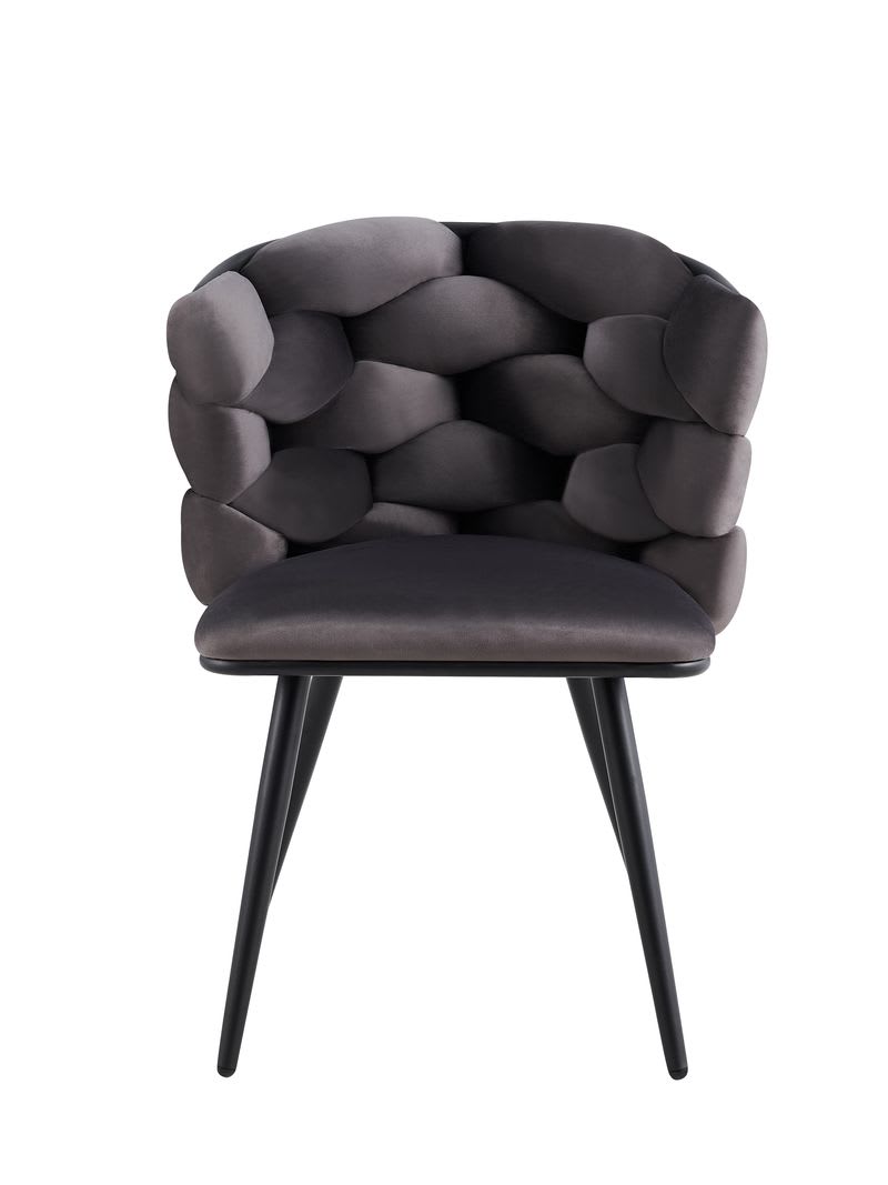 CHAISE LOLIPOP PIED METAL NOIR VELOURS ANTHRACITE