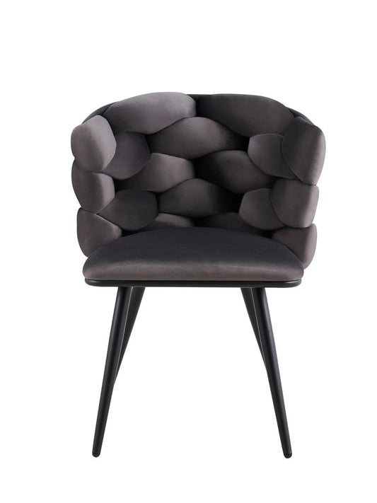 CHAISE LOLIPOP PIED METAL NOIR VELOURS ANTHRACITE