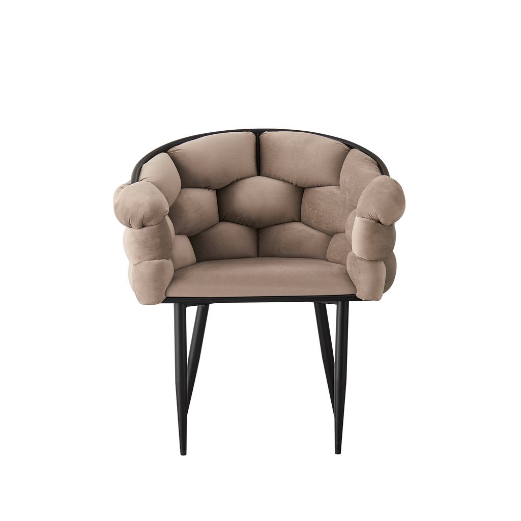 CHAISE BALLON METAL NOIR TAUPE