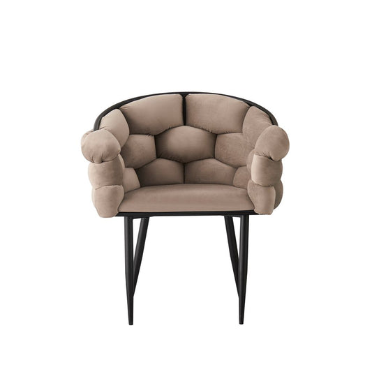 CHAISE BALLON METAL NOIR TAUPE