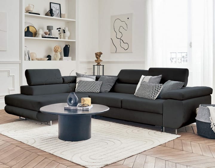 CANAPE TOULOUSE ANGLE GAUCHE GRIS ANTHRACITE 275x202cm