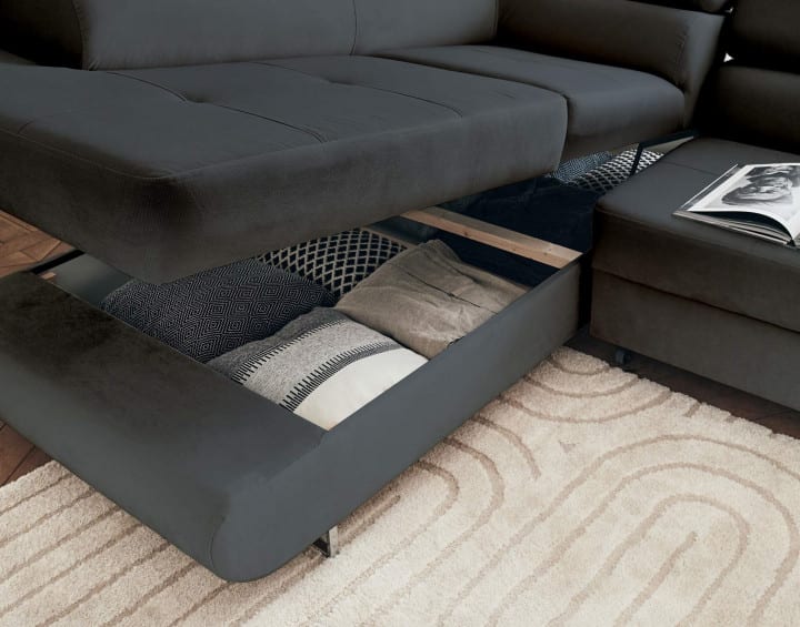 CANAPE TOULOUSE ANGLE GAUCHE GRIS ANTHRACITE 275x202cm