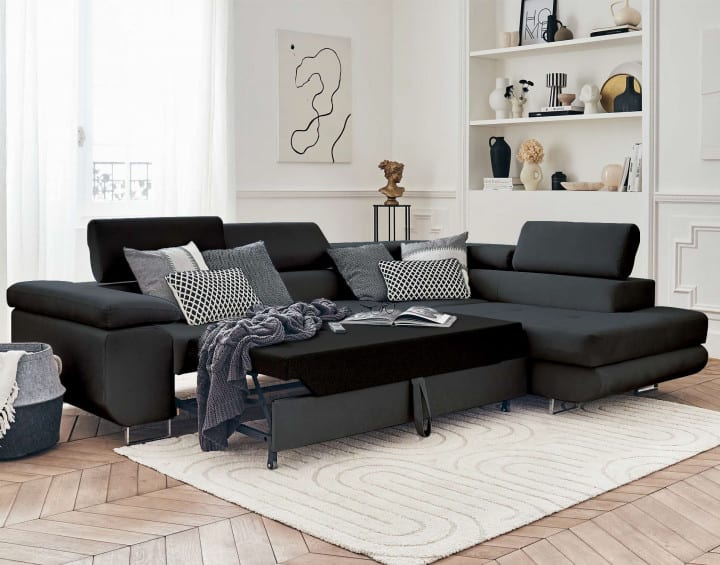 CANAPE TOULOUSE ANGLE GAUCHE GRIS ANTHRACITE 275x202cm