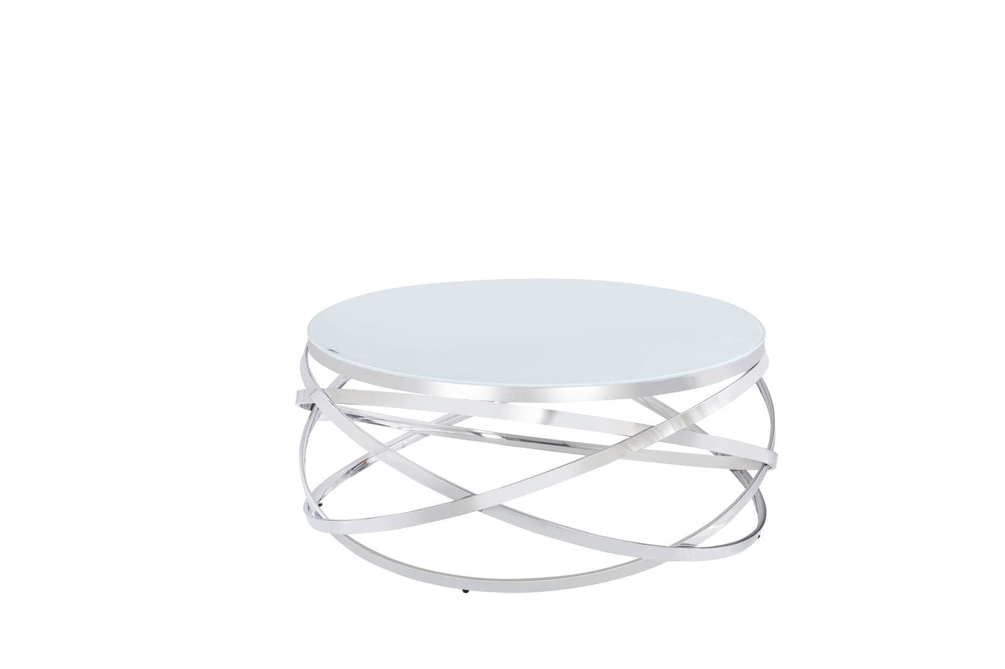 Table Basse EVOL structure chrome et plateau en verre D 90cm