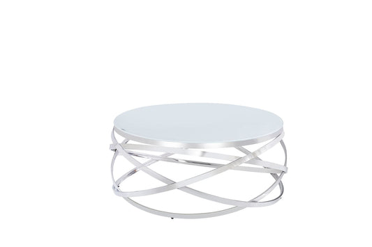 Table Basse EVOL structure chrome et plateau en verre D 90cm