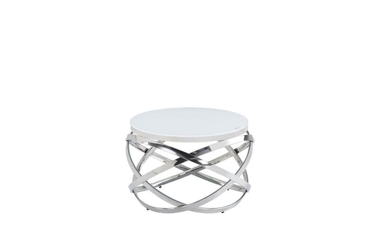Table Basse EVOL structure chrome et plateau en verre D 60cm