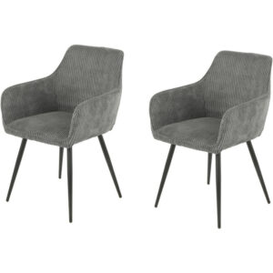 Lot de 2 chaises COLORADO assise velours c?telé et pieds métal
