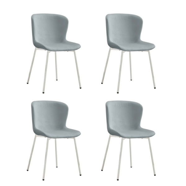 Lot de 4 chaises ELEN chrome velours