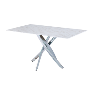 Table Repas JESSICA XXL Chrome et plateau en verre 180 cm 6 à 8 couverts