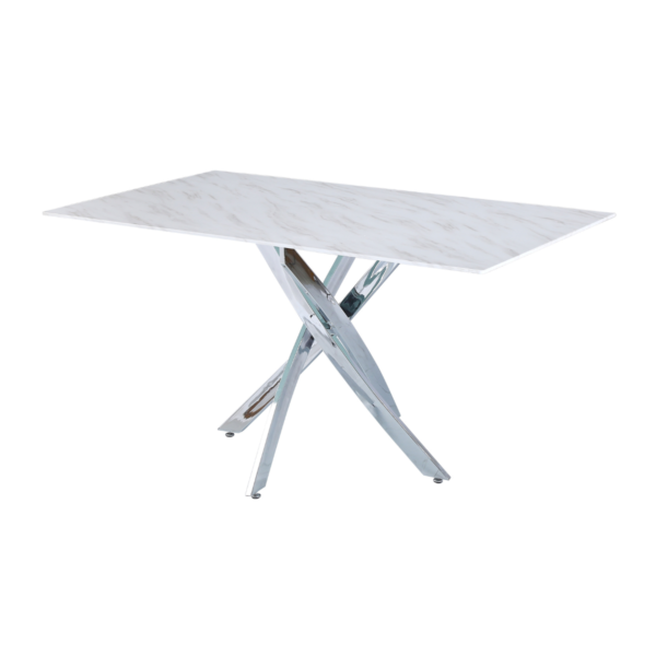 Table Repas JESSICA XXL Chrome et plateau en verre 180 cm 6 à 8 couverts