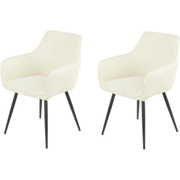 Lot de 2 chaises COLORADO assise velours c?telé et pieds métal