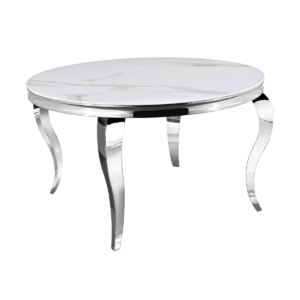 Table à manger ronde BAROQUE chrome  130x75 cm