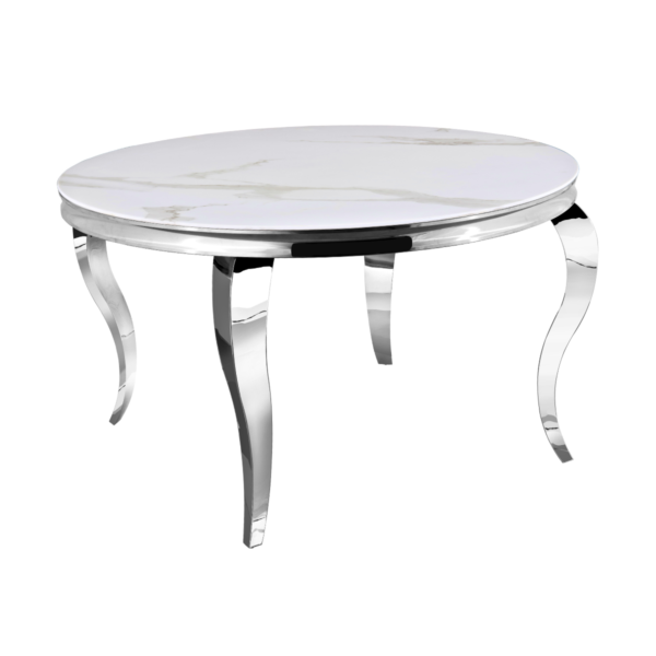 Table à manger ronde BAROQUE chrome  130x75 cm