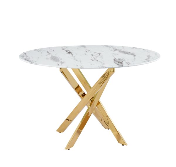 Table a manger ronde JESSICA Gold XXL 120 cm 4 couverts