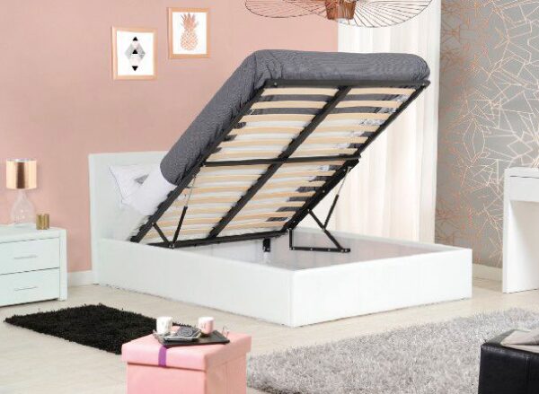 Lit coffre 2 places 140x190 cm BASTIEN simili cuir sommier inclus