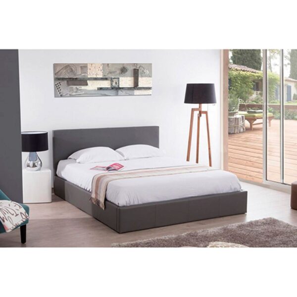 Lit coffre 2 places 140x190 cm BASTIEN simili cuir sommier inclus
