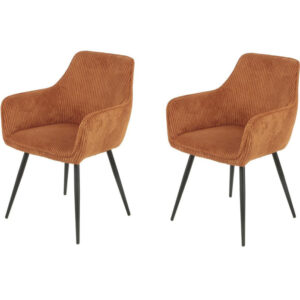 Lot de 2 chaises COLORADO assise velours c?telé et pieds métal