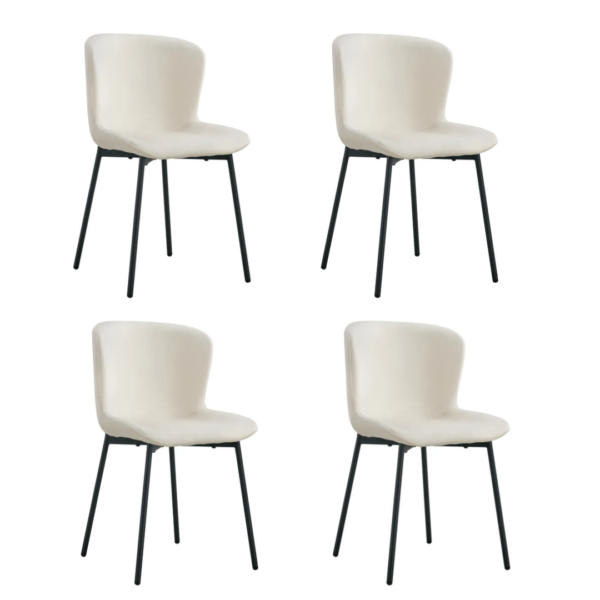 Lot de 4 chaises ELEN métal noir velours