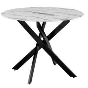 Table a manger ronde JESSICA Métal noir XXL 120 cm 4 couverts