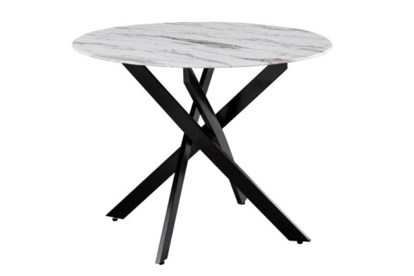 Table a manger ronde JESSICA Métal noir XXL 120 cm 4 couverts