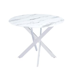 Table a manger ronde JESSICA chrome XXL 120 cm 4 couverts