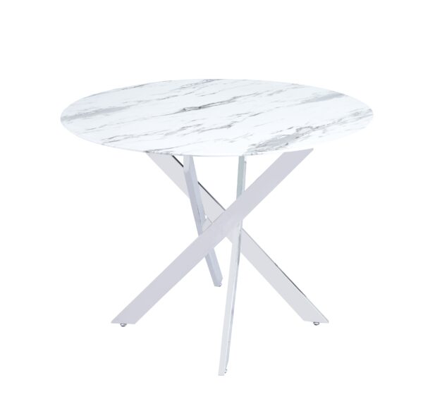 Table a manger ronde JESSICA chrome XXL 120 cm 4 couverts