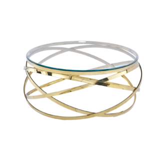 Table Basse EVOL structure Gold et plateau en verre D 90cm