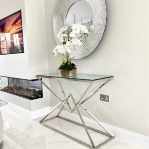 Console PYRAMID en verre Transparent 120x40x78 cm