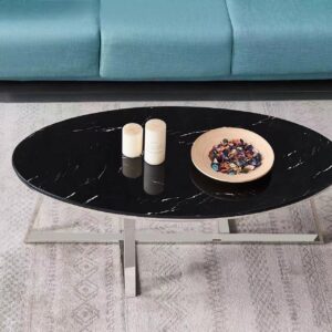 Table basse ovale GAMMA plateau Granite 120x60 cm