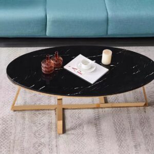 Table basse ovale GAMMA plateau Granite 120x60 cm