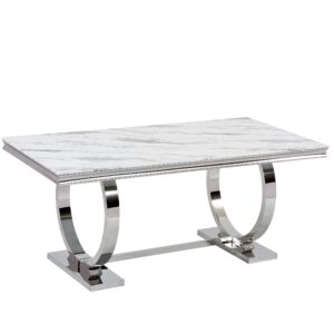 Table à manger 6 à 8 personnes OMEGA Chrome verre 180x90 cm