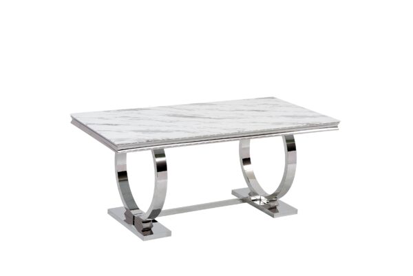 Table à manger 6 à 8 personnes OMEGA Chrome verre 180x90 cm