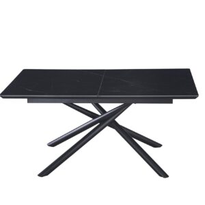 Table extensible ZEPHIR métal noir plateau Céramique Marbré noir