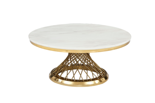 Table basse Deluxe Gold plateau en verre marbré d100 cm