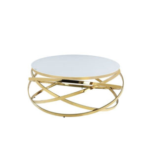 Table Basse EVOL structure Gold et plateau en verre D 90cm