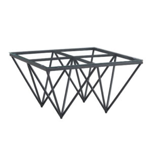 Table Basse carré GIZE pied métal noir et plateau en verre 80x80 cm