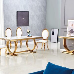 Table à manger 6 à 8 personnes OMEGA Gold verre 180x90 cm