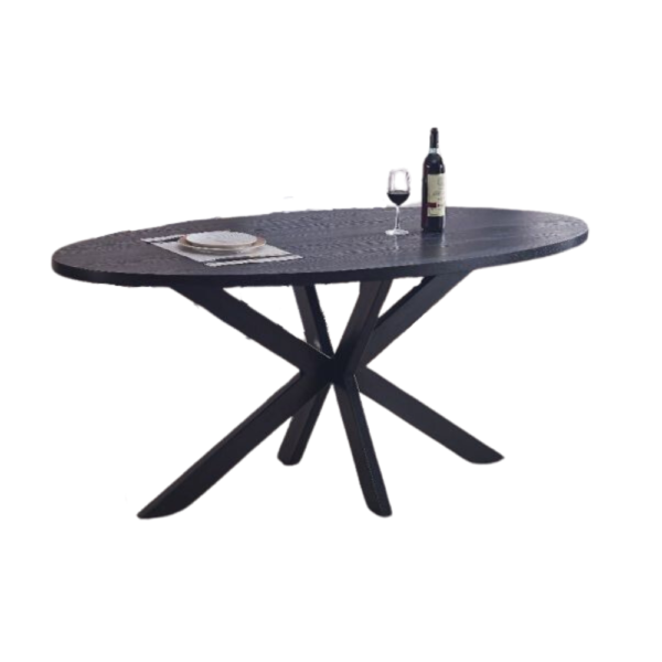 Table à manger en bois GAIA pieds en métal noir