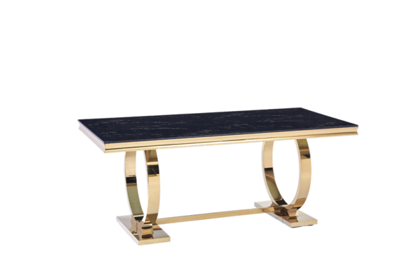 Table à manger 6 à 8 personnes OMEGA Gold verre 180x90 cm