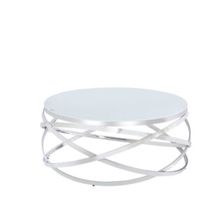 Table Basse EVOL structure chrome et plateau en verre D 80cm