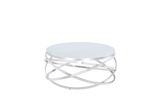 Table Basse EVOL structure chrome et plateau en verre D 80cm