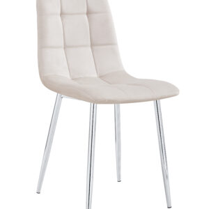 CHAISE ELISA PIED CHROME VELOURS BEIGE